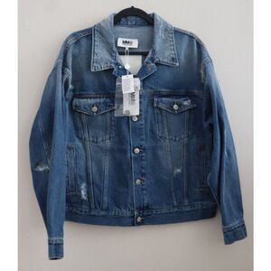 MM6 x Maison Margiela Women's Sz 42 US Small Blue Distressed Denim Jacket